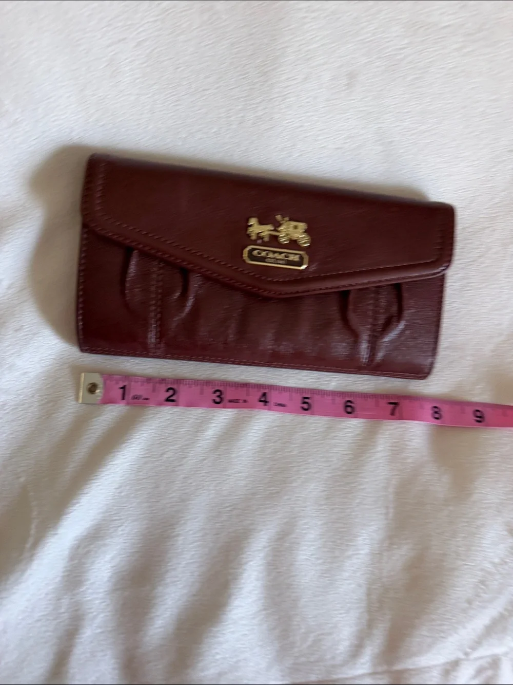 Coach Leather Continental Wallet in Rich Chestnut Brown with Gold Hardware